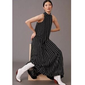 Maeve Black and White Polka Dot Maxi Dress